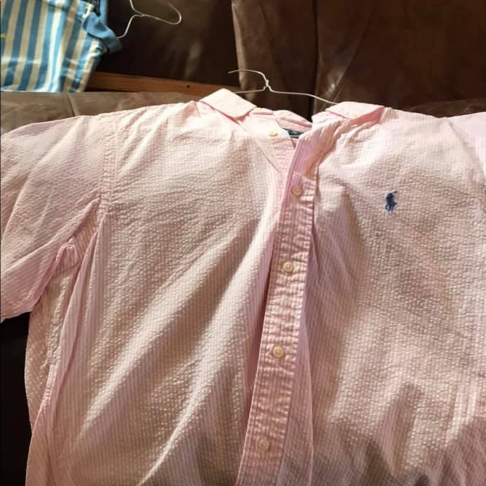 Pink seersucker Ralph Lauren button up